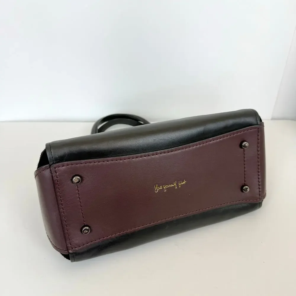 Coach Selena Gomez Grace Bag in Colorblock Leather Suede Satchel Tote 24109